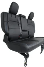 21-25 Jeep JL JLU 4xE Wrangler Back Seats, Black Nappa Leather Surf Blue Stitch - Image 4