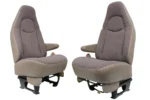 GMC Savana Chevy Express Van Front Bucket Seats, Neutral Tan Cloth 1997 - 2014