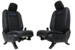 18-25 Jeep JL JLU JT Wrangler Front Seats, Black Nappa Leather w/ Blue Stitching