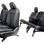 2018-2025 Jeep JL JLU 4xE Wrangler Seats, Black Nappa Leather w Surf Blue Stitch