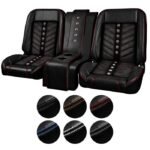 TMI Bucket Seat With Center Console Sport VXR Pro-Series Low Back Black With Brackets Pair F-100 1967-1972