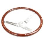 Classics Steering Wheel 14" Stainless Steel Woodgrain With 4-Hole Spokes For 3-Bolt Hub - Image 3