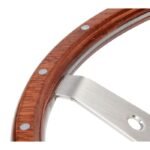 Classics Steering Wheel 14" Stainless Steel Woodgrain With 4-Hole Spokes For 3-Bolt Hub - Image 4